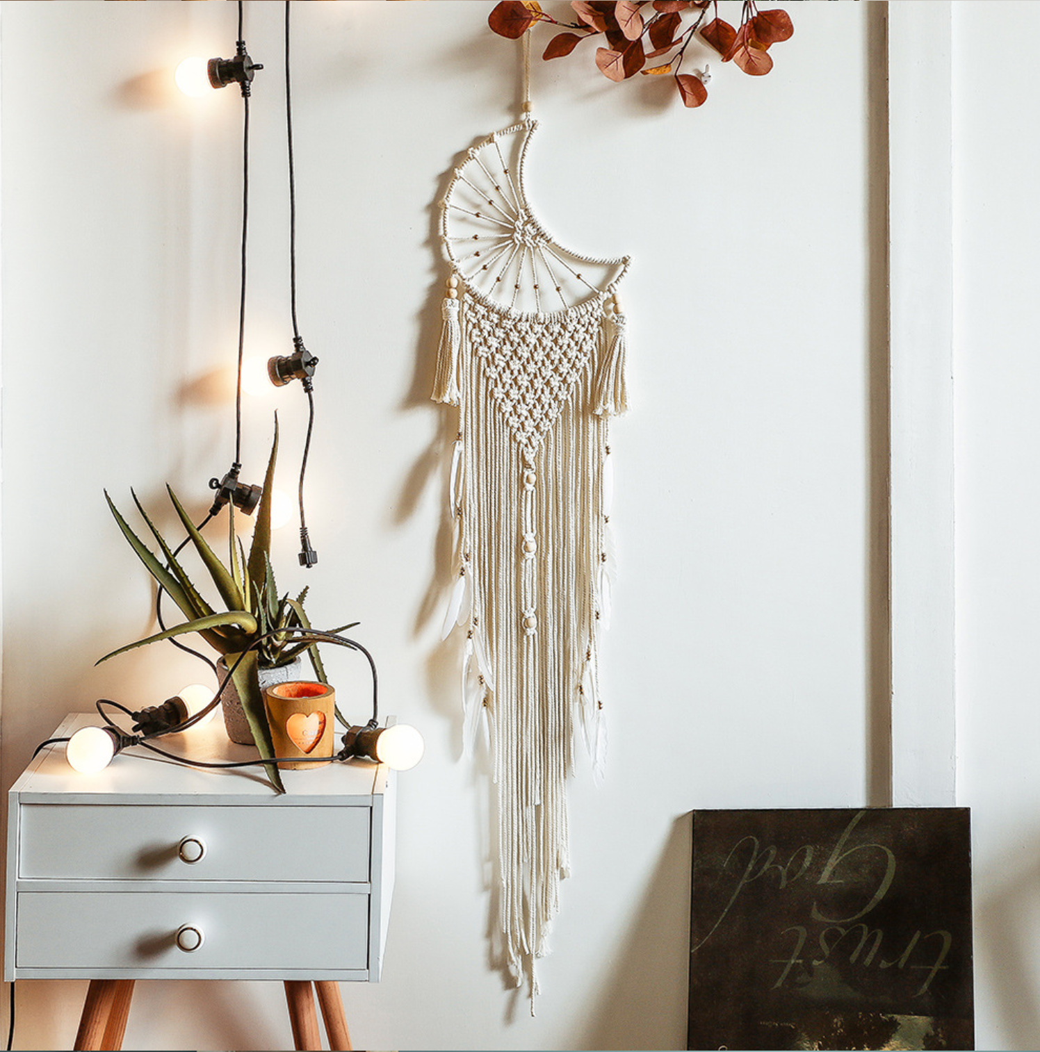 Moon Macrame Wall Hanging  Dreamcatcher