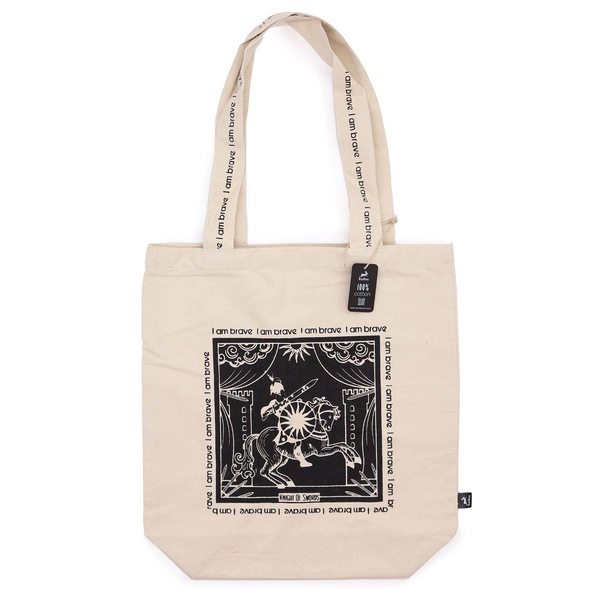 Hop Hare Tote Bag - I am Brave - Cotton Canvas