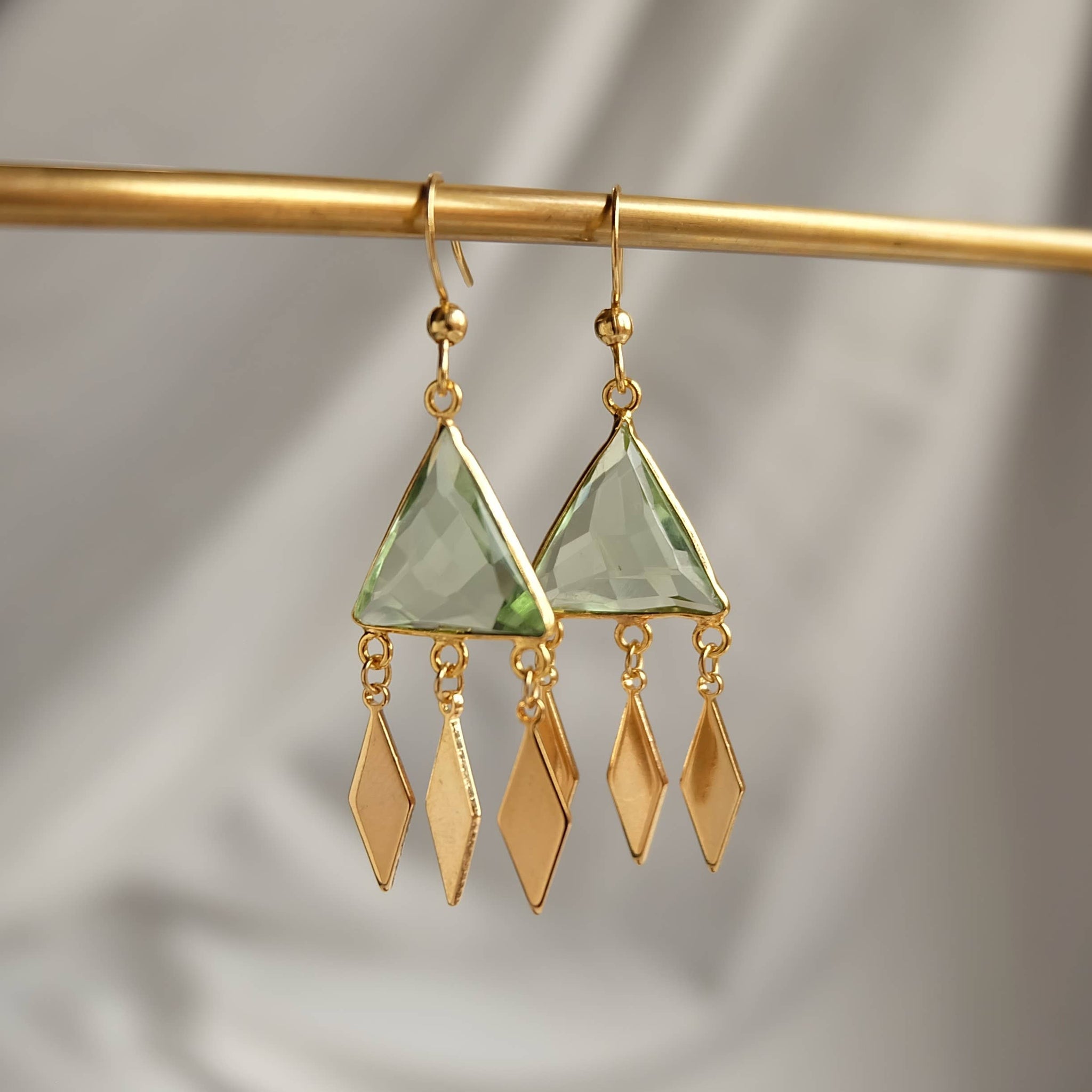 Green Gemstone Bohemian Dangle Earrings