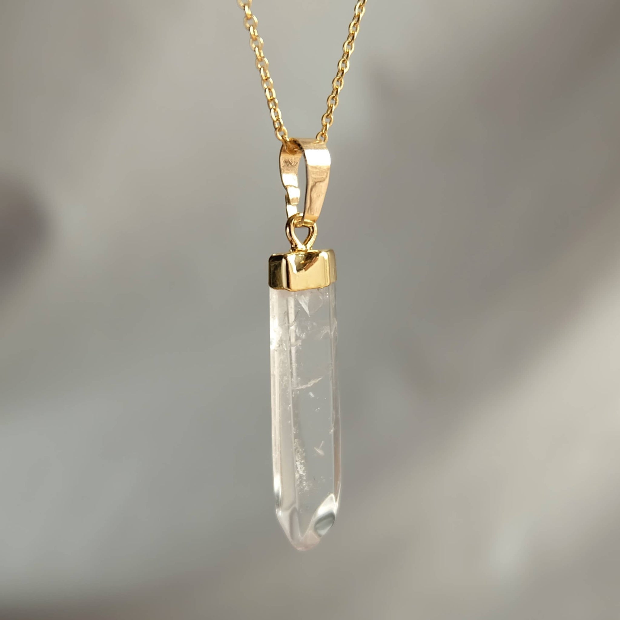 Raw Quartz Crystal Gemstone Necklace