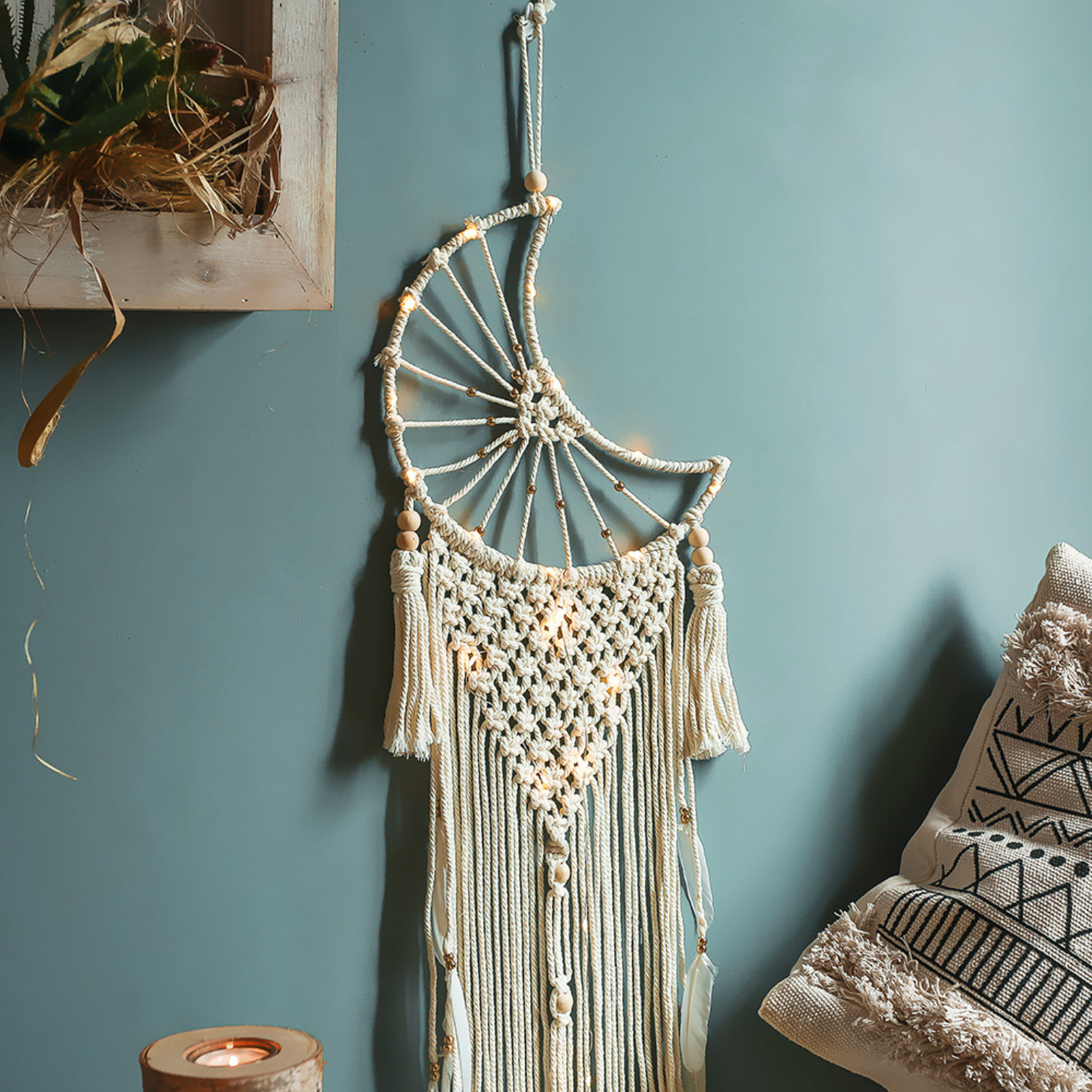 Moon Macrame Wall Hanging  Dreamcatcher