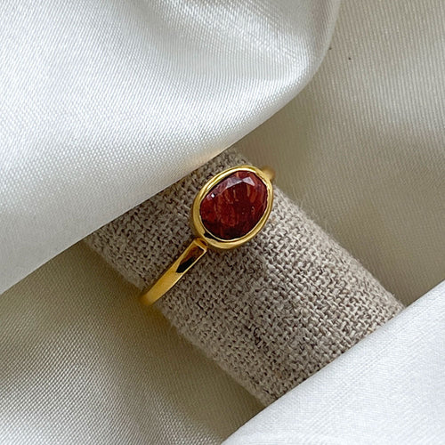 Moonshine Brown Sunstone Gold Ring