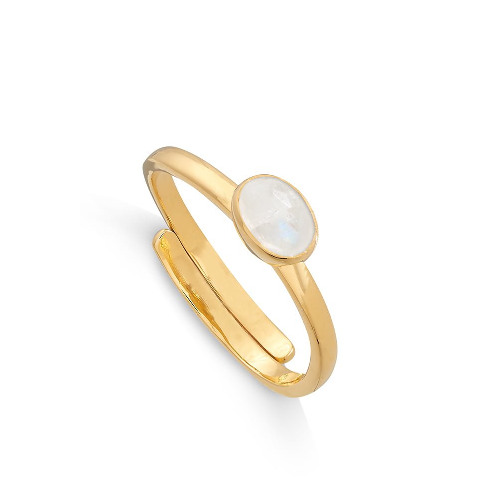 Atomic Micro Rainbow Moonstone Gold Ring - Native Self