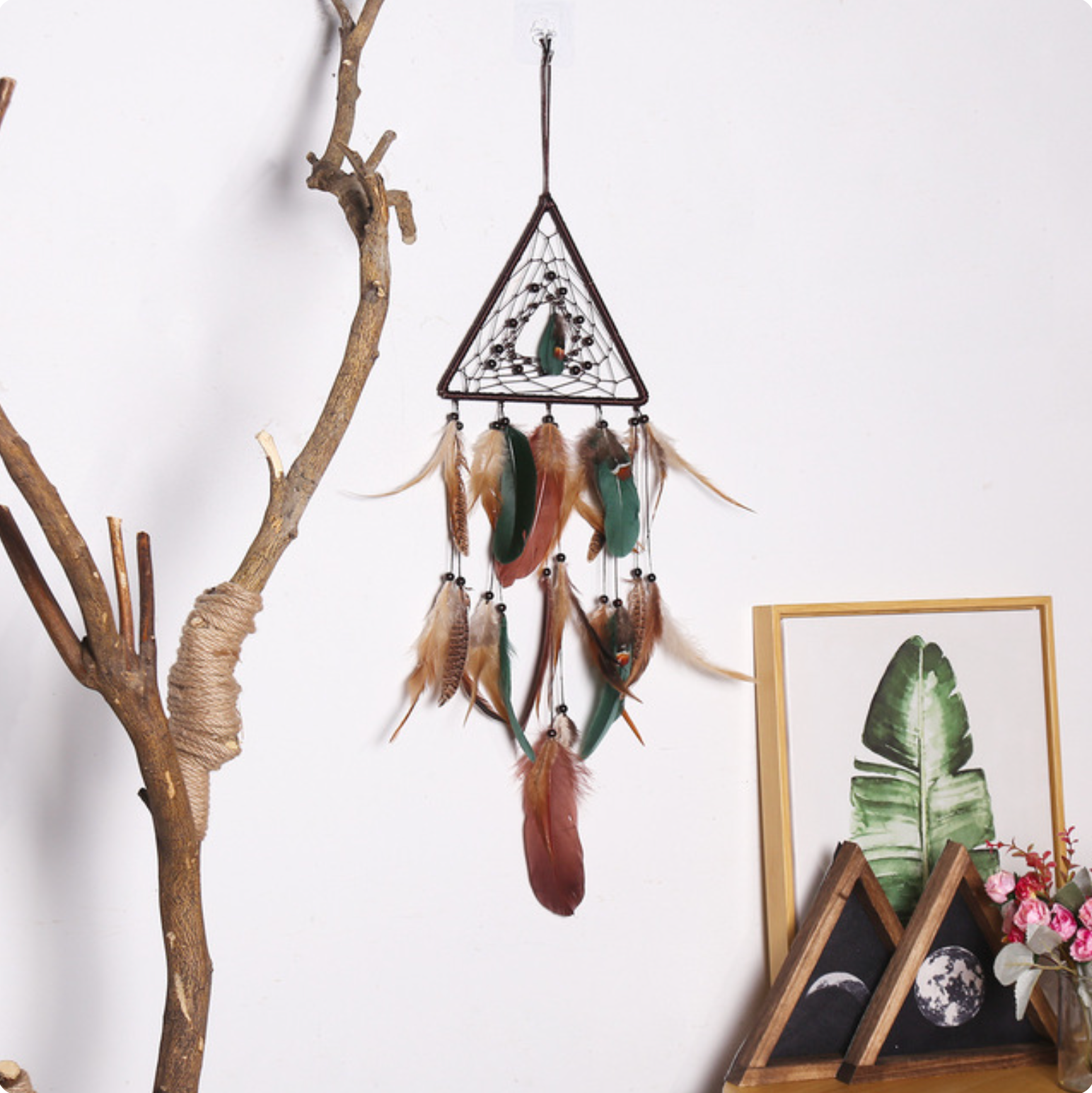 Geometric Boho Dreamcatcher with Feathers