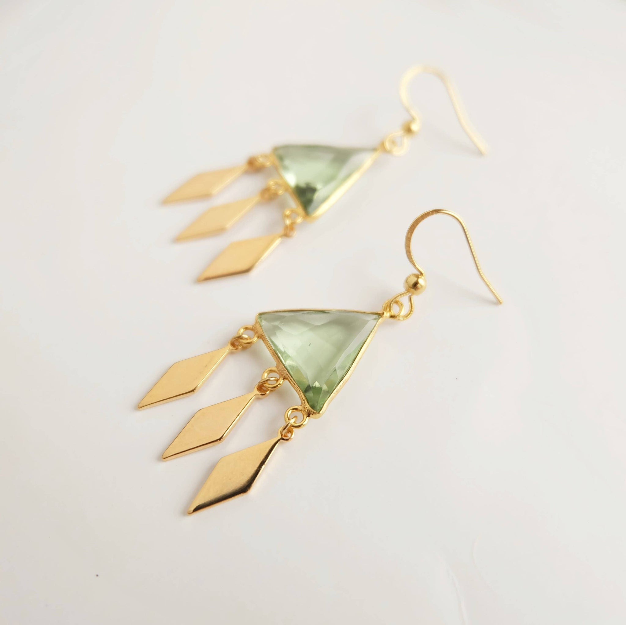 Green Gemstone Bohemian Dangle Earrings