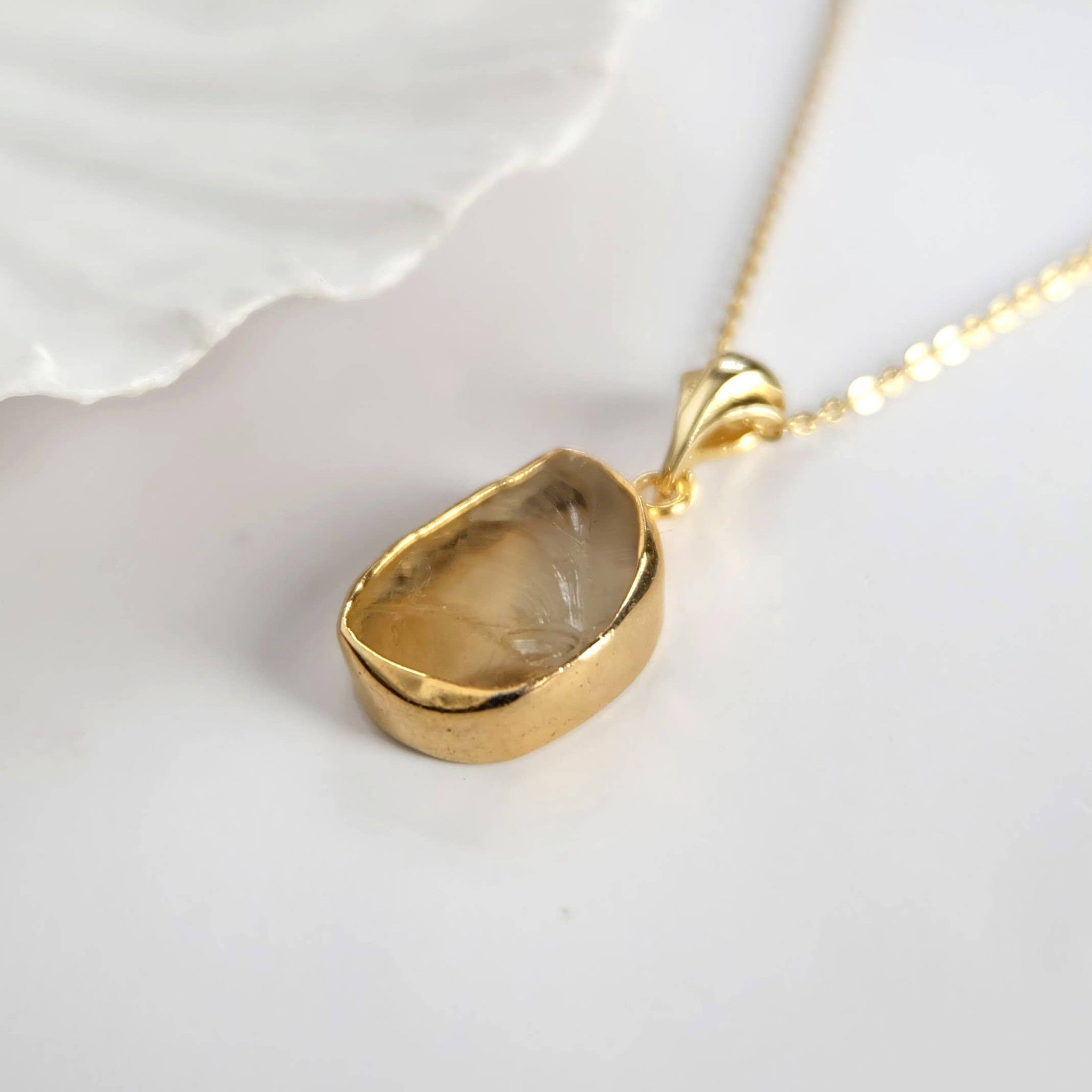 Raw Gemstone Citrine Quartz Necklace