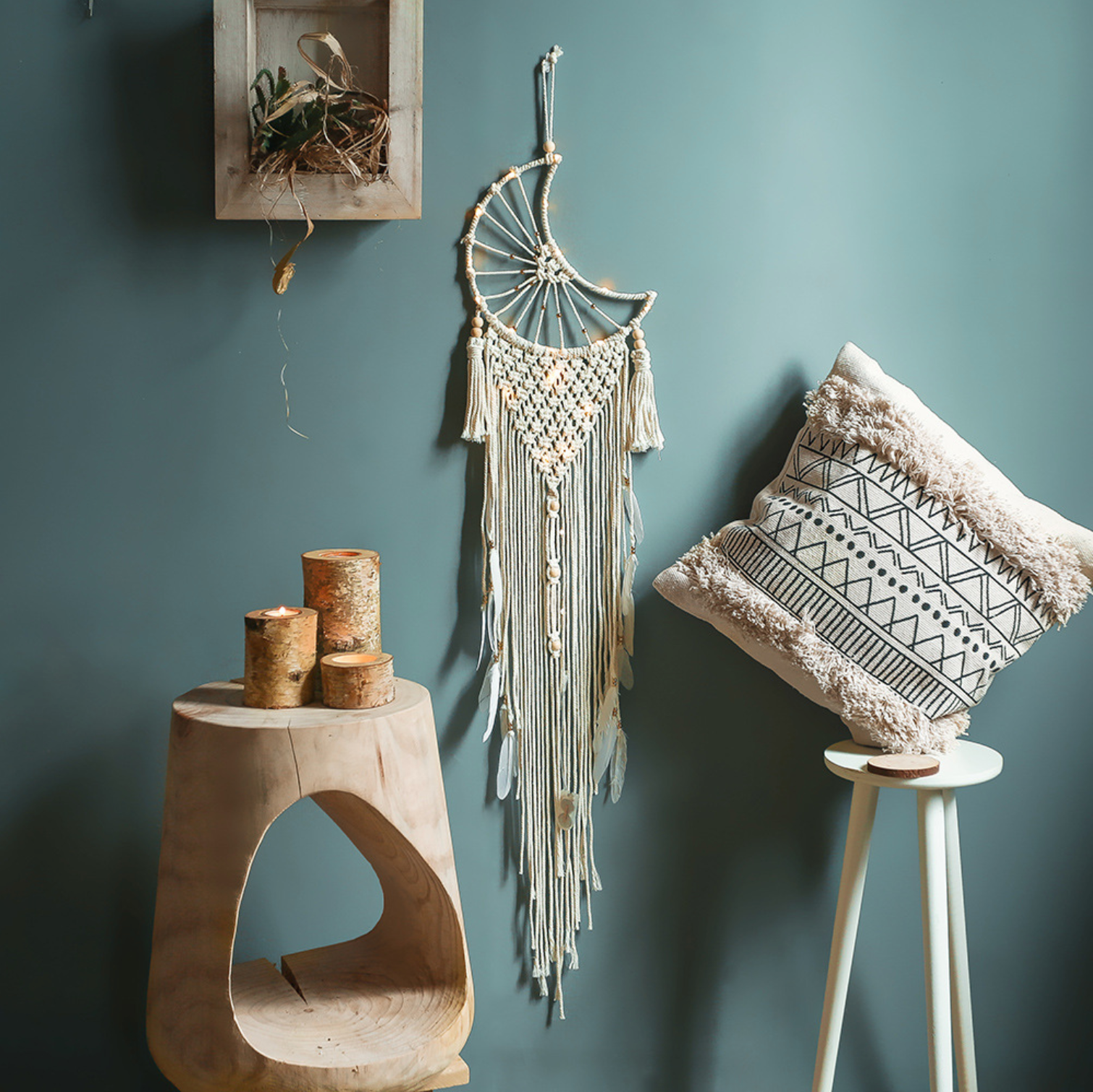 Moon Macrame Wall Hanging  Dreamcatcher