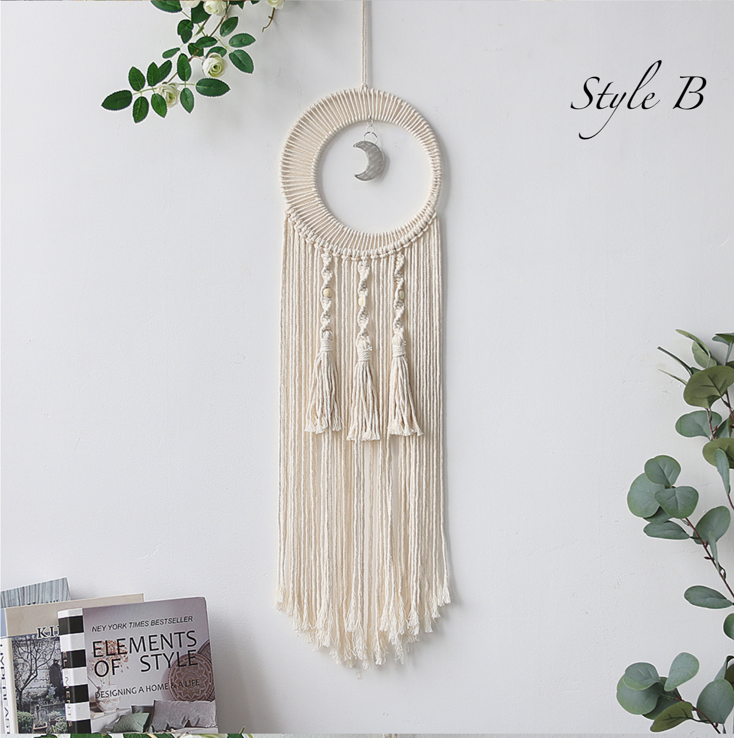 Bohemian Macrame Moon Sun Dreamcatcher